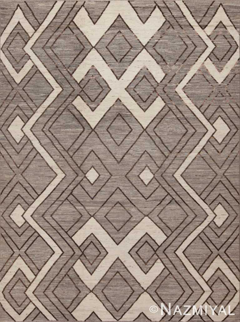 Neutral Tribal Geometric Diamond Design Contemporary Modern Area Rug 11499 by Nazmiyal Antique Rugs