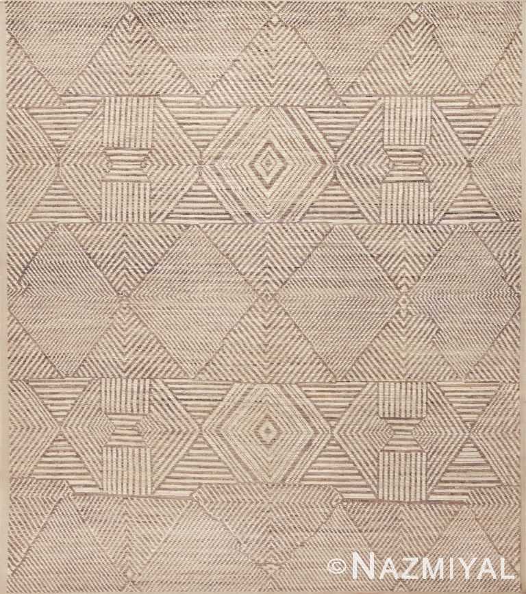 North African Inspired Tribal Design Modern Geometric Neutral Color Area Rug 11391 by Nazmiyal Antique Rugs