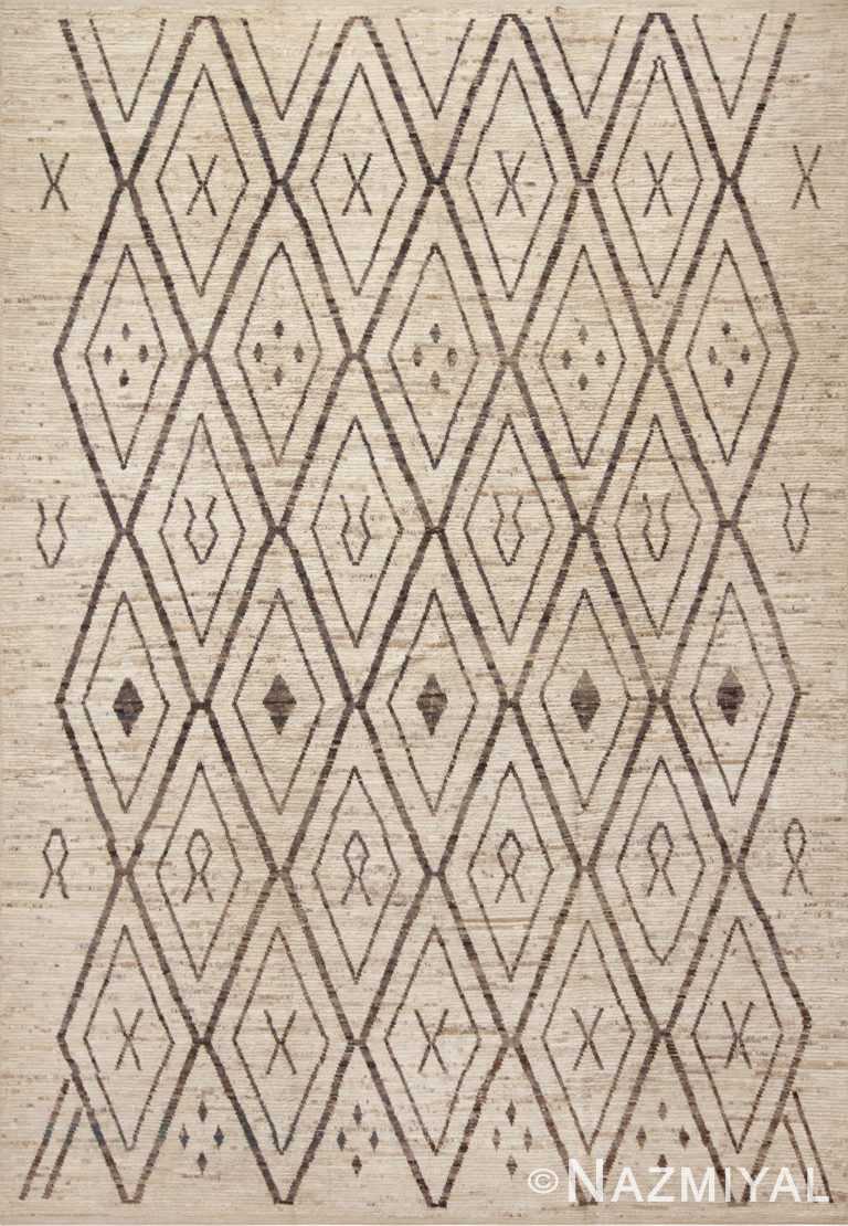 Tribal Geometric Moroccan Berber Beni Ourain Design Area Rug 11612 by Nazmiyal Antique Rugs