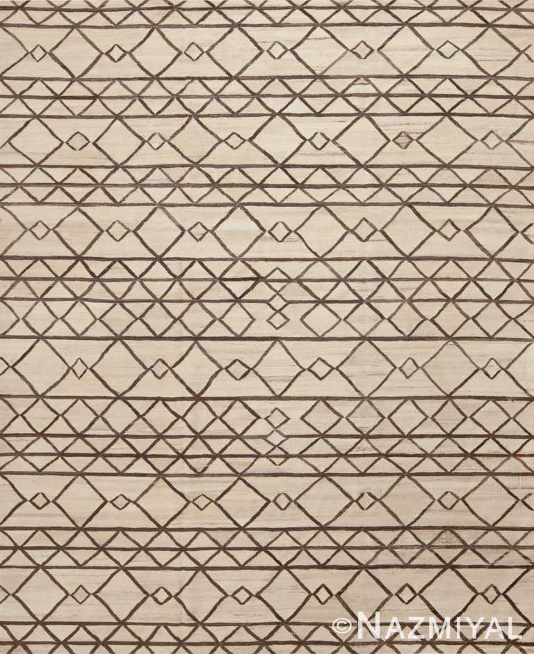 White And Brown Geometric Contemporary Modern Room Size Area Kilim Rug 11522 by Nazmiyal Antique Rugs