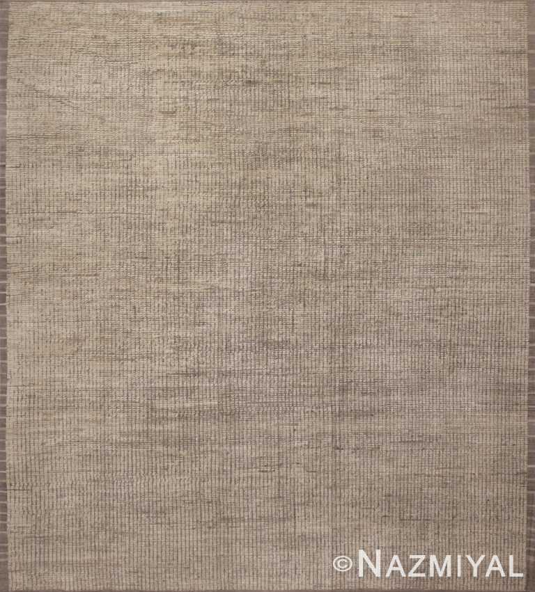 Wool Pile Handmade Square Size Neutral Color Modern Contemporary Area Rug 11876 by Nazmiyal Antique Rugs