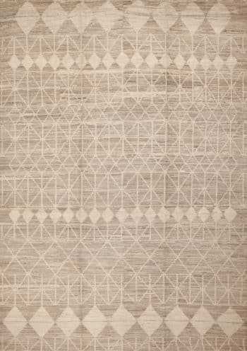 Contemporary Handmade Tribal Geometric Neutral Color Modern Room Size Rug 11643 by Nazmiyal Rugs