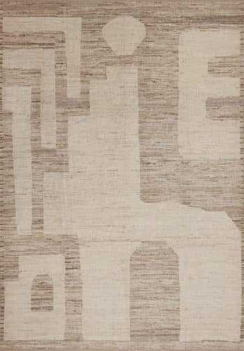 Earthy Neutral Color Artistic Tribal Design Modern Area Rug 11554 by Nazmiyal Antique Rugs