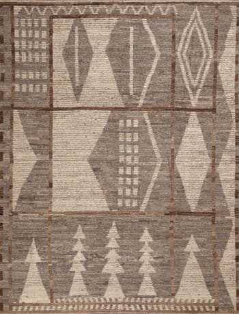 Earthy Neutral Grey Cream Brown Tribal Geometric Design Modern Area Rug 11314 by Nazmiyal Antique Rugs
