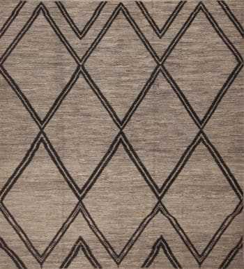 Facinating Geometric Chevron Design Square Shape Grey Color Modern Area Rug #11392 by Nazmiyal Antique Rugs