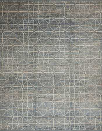 Grey Blue Color Allover Geometric Design Room Size Modern Area Rug 11475 by Nazmiyal Antique Rugs