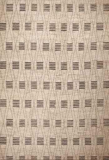 Beautifully Artistic Large Size Geometric Cream Brown Modern Contemporary Area Rug 11745 by Nazmiyal Antique RUgs