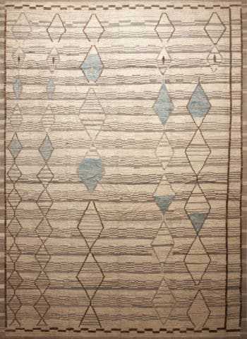 Large Size Geometric Tribal Diamond Pattern Neutral Color Modern Area Rug 11815 by Nazmiyal Antique Rugs