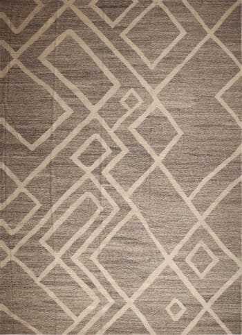 Large Size Grey Color Flatweave Tribal Geometric Modern Kilim Rug #11822
