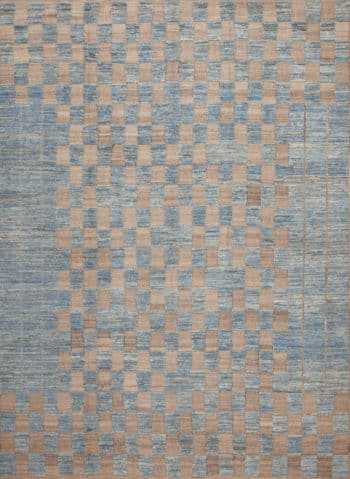 Beautiful And Artistic Modern Tribal Geometric Checkboard Design Light Blue And Neutral Room Size Area Rug 11400 by Nazmiyal Antique Rugs