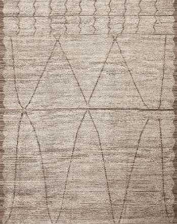 Neutral Cream Brown Color Tribal Design Modern Area Rug 11622 by Nazmiyal Antique Rugs