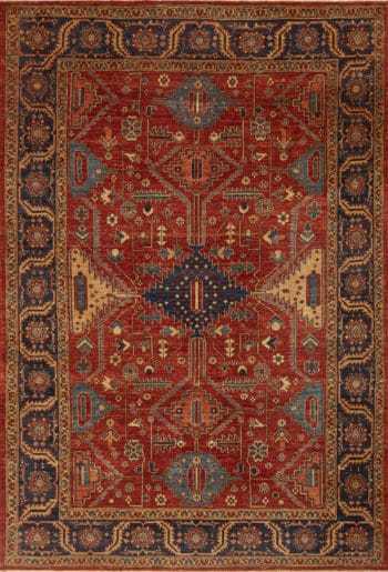 Rustic Tribal Geometric Allover Persian Heriz Serapi Design Modern Area Rug 11230 by Nazmiyal Antique Rugs