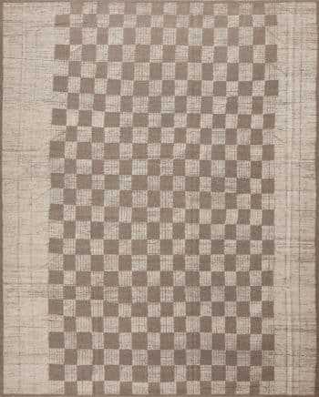Soft Brown Cream Tribal Checkerboard Design Modern Area Rug 11572 by Nazmiyal Antique Rugs