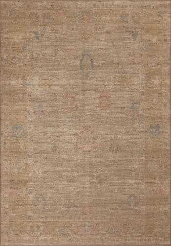 Neutral Color Warm Tone Room Size Modern Turkish Oushak Design Area Rug 11292 by Nazmiyal Antique Rugs