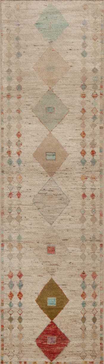 Tribal Geometric Diamond Design Modern Hallway Long And Narrow Runner Rug 11022 by Nazmiyal Antique Rugs