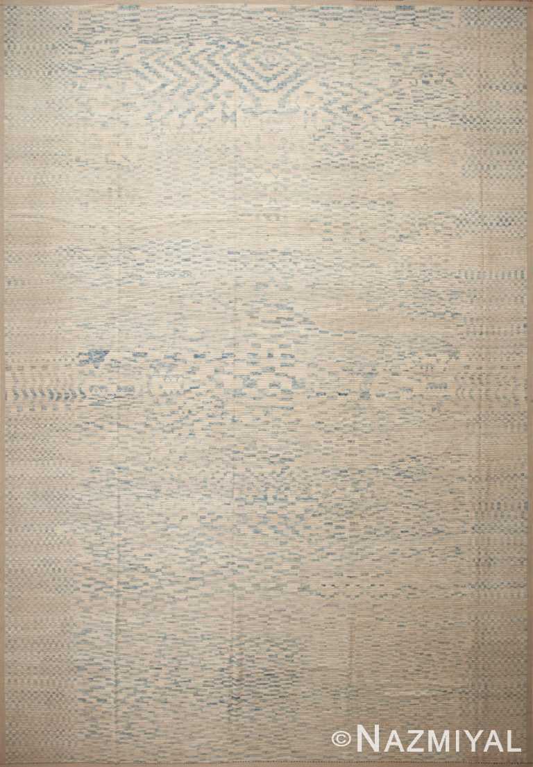 A Beautiful Abstract Cream Light Blue Large Size Geometric Design Modern Area Rug #11821 by Nazmiyal Rugs