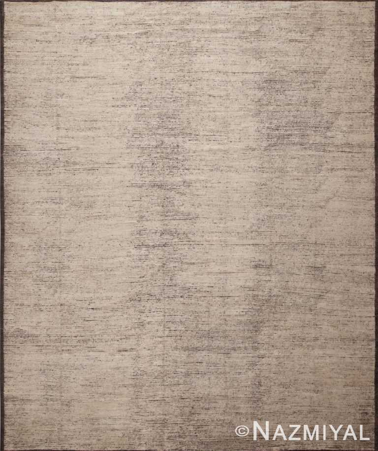 Beautifully Versatile Abstract Solid Cream Color Modern Wool Pile Room Size Area Rug 11696 by Nazmiyal Rugs