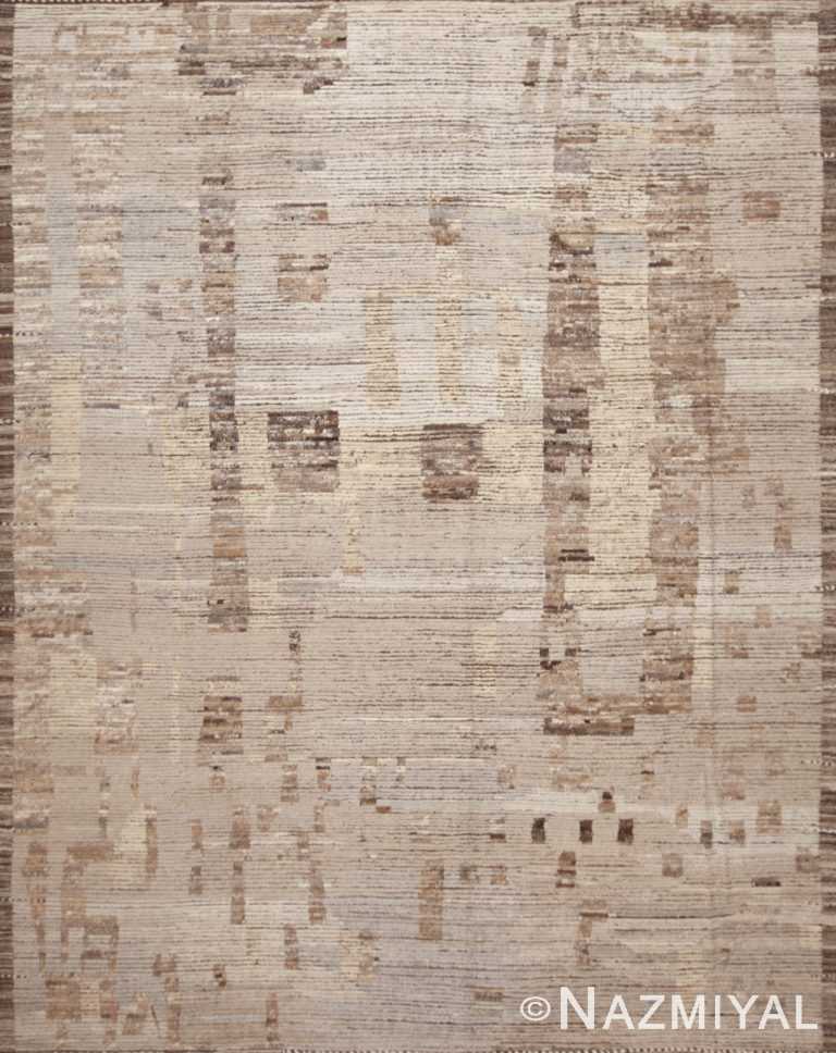 Abstract Tribal Geometric Design Modern Earthy Neutral Color Area Rug 11674 by Nazmiyal Antique Rugs
