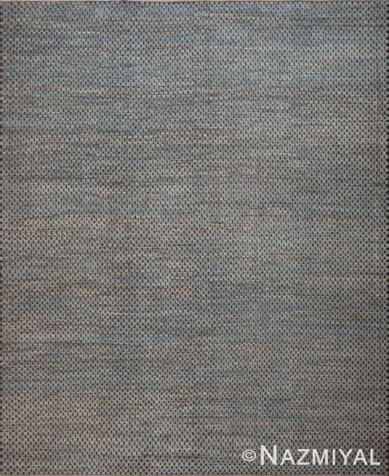 Blue Grey Allover Brown Checkerboard Design Modern Handmade Wool Pile Area Rug 11481 by Nazmiyal Antique Rugs