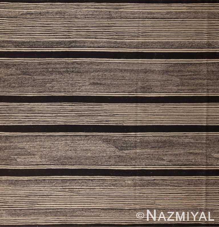 Grey Black Modern Flatweave Square Shape Room Size Kilim Rug 11405 by Nazmiyal Antique Rugs