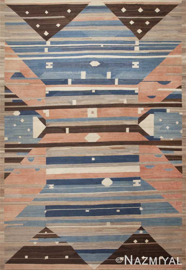 Large Size Contemporary Flatweave Geometric Mid Century Modern Design Kilim Area Rug #11810 by Nazmiyal Antique Rugs