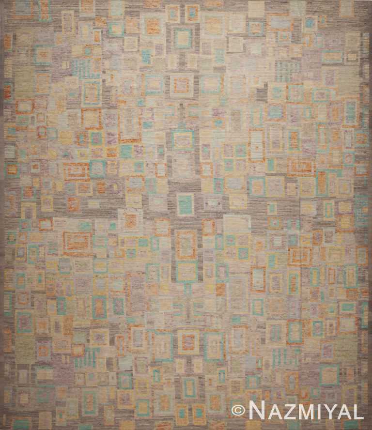 Beautifully Artistic Large Size Soft Jewel Tone Colors Mid Century Modern Influenced Geometric Design Modern Area Rug 11759 by Nazmiyal Antique Rugs