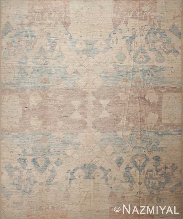 Large Size Soft Neutral Color Tribal Artistic Abrash Contemporary Modern Area Rug 11787 by Nazmiyal Antique Rugs