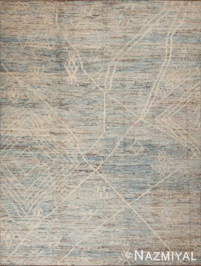 Light Blue Color Abstract Tribal Geometric Design Modern Area Rug 11571 by Nazmiyal Antique Rugs