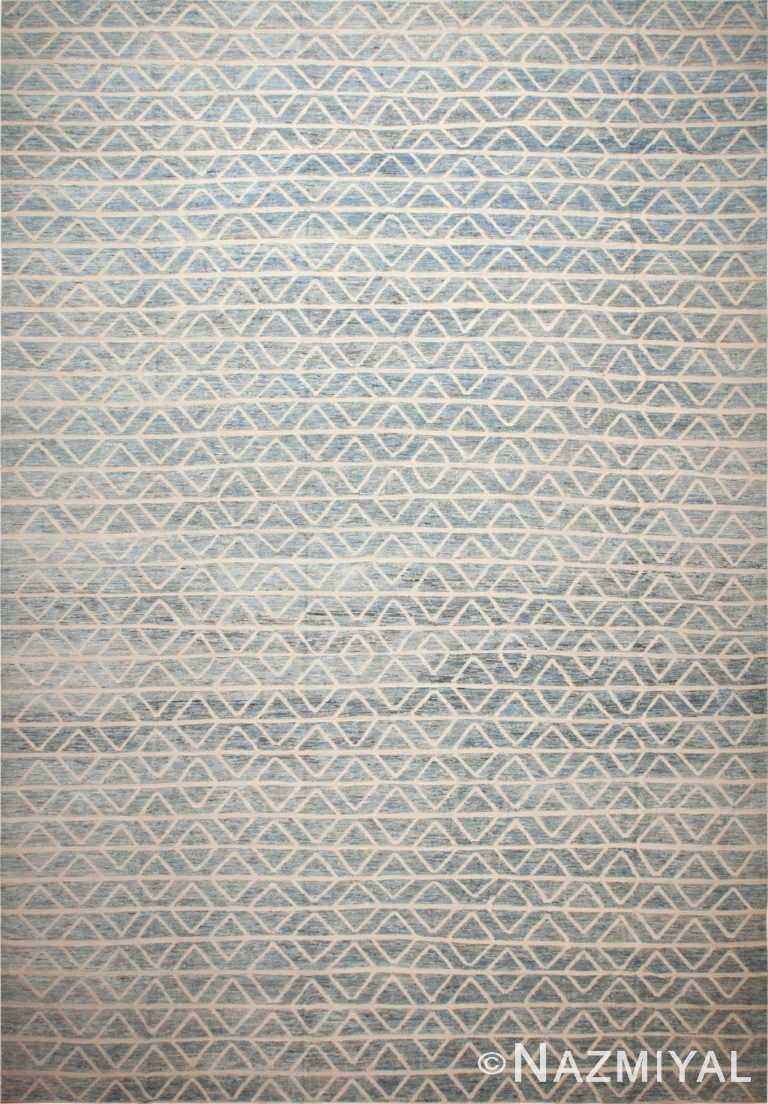 Beautifully Decorative Light Blue And White Color Allover Geometric Design Oversized Modern Contemporary Area Rug 11847 by Nazmiyal Antique Rugs