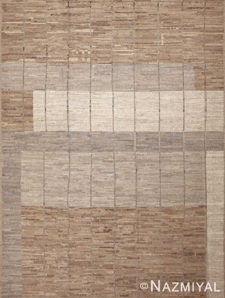 Modern Minimalist Geometric Design Earthy Color Contemporary Room Size Area Rug #11606 by Nazmiyal Antique Rugs