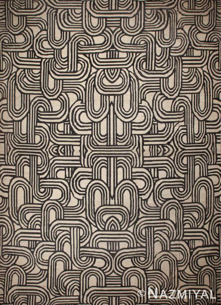 Oversized Black and White Color Art Deco Design Contemporary Modern Area Rug 11853 Nazmiyal Antique Rugs