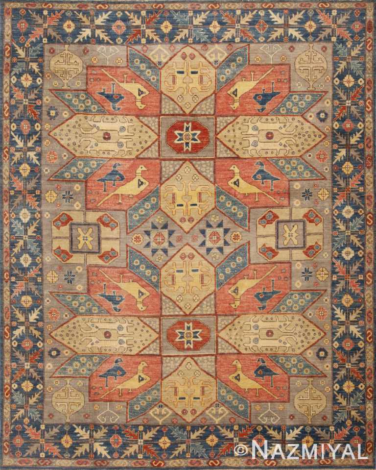 Rustic Room Size Tribal Geometric Caucasian Animal Design Modern Area Rug 11407 by Nazmiyal Antique Rugs