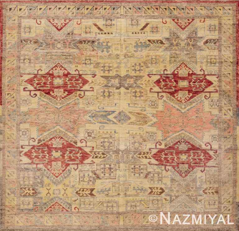 Small Square Size Tribal Geometric Caucasian Design Modern Area Rug 11232 by Nazmiyal Antique Rugs