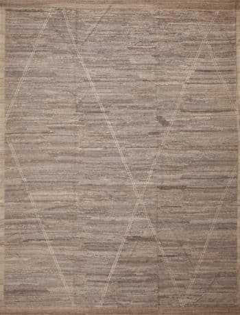 Facinating and Decorative Modern Abstract Minimalist Tribal Geometric Design In Earthtone Grey Color Room Size Area Rug 11649 by Nazmiyal Antique Rugs