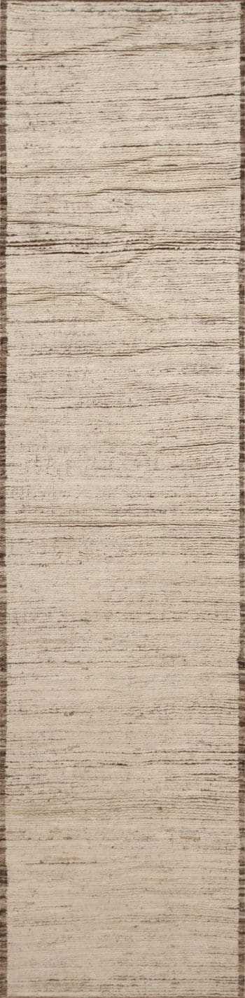Abstract Solid Ivory Cream Background Modern Minimalist Hallway Runner Rug 11145 by Nazmiyal Antique rugs