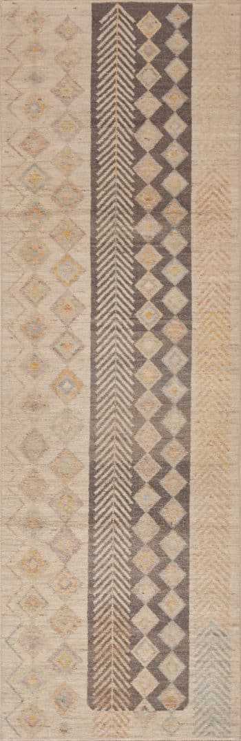 A Magnificently Artistic Tribal Geometric Design Modern Contemporary Hallway Runner Rug 11037 by Nazmiyal Antique Rugs