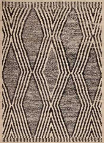 Bold Modern Room Size Geometric Tribal Pattern Salt and Pepper Color Area Rug 11307 by Nazmiyal Antique Rugs
