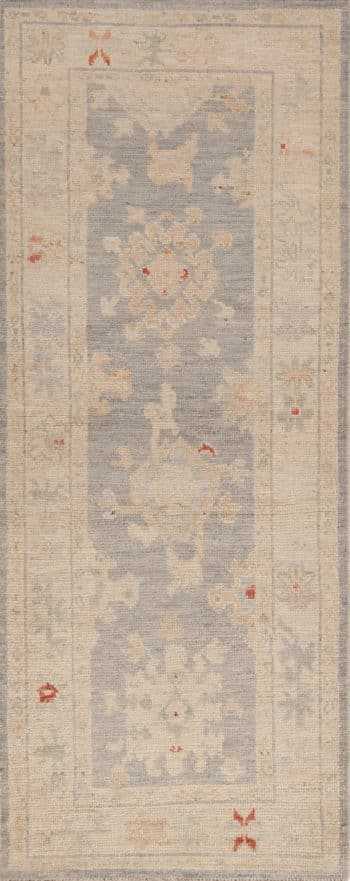 A Wonderfully Decorative Contemporary Soft Pastel Color Modern Tribal Turkish Oushak Design Runner Rug 11196 by Nazmiyal Antique Rugs