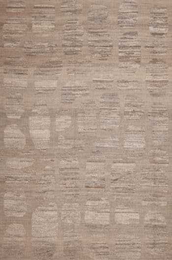 Decorative Soft Neutral Grey Color High Low Wool Pile Modern Tribal Room Size Area Rug 11308 by Nazmiyal Antique Rugs