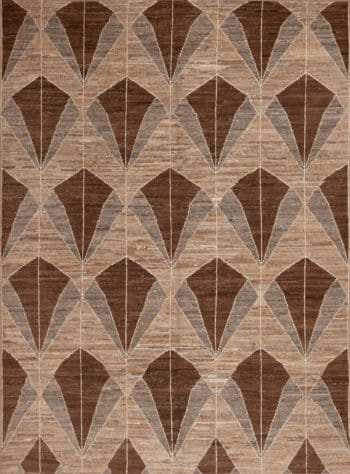 Earthy Brown and Neutral Grey Color Large Scale Geometric Design Modern Area Rug 11277 by Nazmiyal Antique Rugs