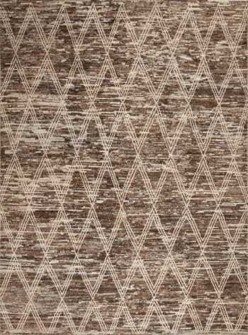 Earthy Brown Color Background Tribal Geometric Diamond Pattern Modern Room Size Area Rug 11581 by Nazmiyal Antique Rugs