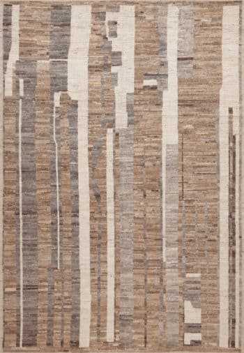 Earthy Neutral Color Tribal Geometric Design Modern Area Rug 11247 by Nazmiyal Antique Rugs