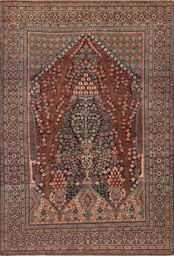 Fine Floral Antique Persian Prayer Design Tehran Rug 72456 by Nazmiyal Antique Rugs
