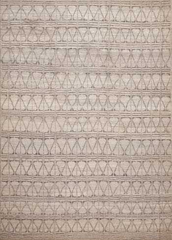 Beautiful Light Ivory Cream Color Tribal Geometric Design Modern Room Size Area Rug 11597 by Nazmiyal Antique Rugs