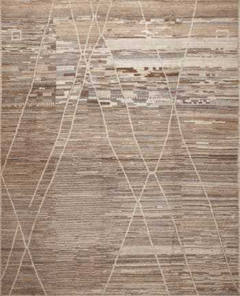 A Facinating Large Room Size Tribal Geometric Earth Tone Color Modern Minimalist Area Rug 11708 by Nazmiyal Antique Rugs