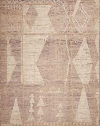Light Neutral Warm Color Tribal Geometric Design Modern Room Size Rug 11490 by Nazmiyal Antique Rugs