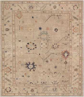 Modern Contemporary Turkish Oushak Design Floral Area Rug 11378 by Nazmiyal Antique Rugs