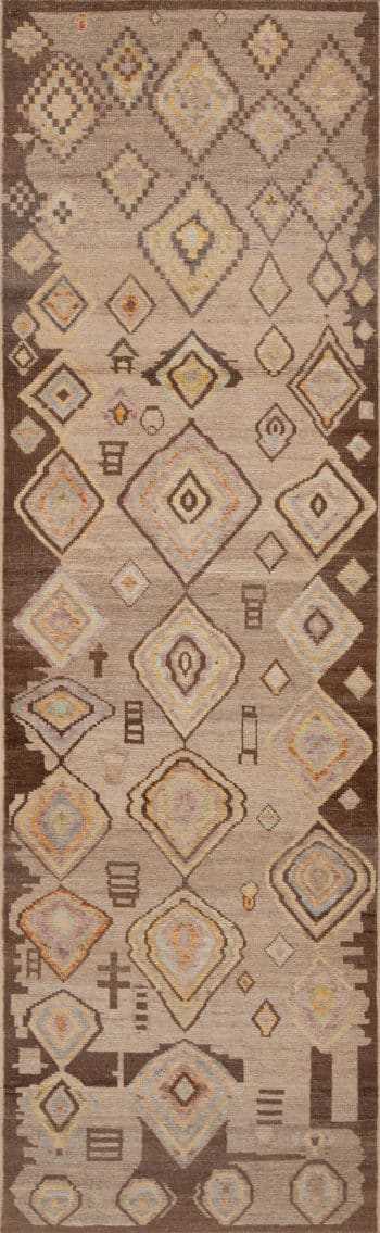 Artistic Nomadic Feel Modern Earth Tone Color Tribal Primitive Geometric Design Contemporary Runner Rug 11063 by Nazmiyal Antique Rugs