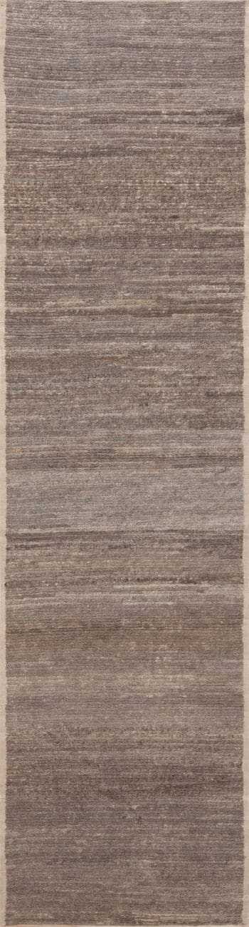 Neutral Earthy Grey Minimalist Solid Abstract Modern Hallway Runner Abrash Rug 11170 by Nazmiyal Antique rugs