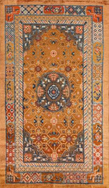 Truly Magnificent Rare and Collectible Antique Mid 19th Century Chinese Metallic and Silk Pile Rug 72678 from Nazmiyal Antique Rugs